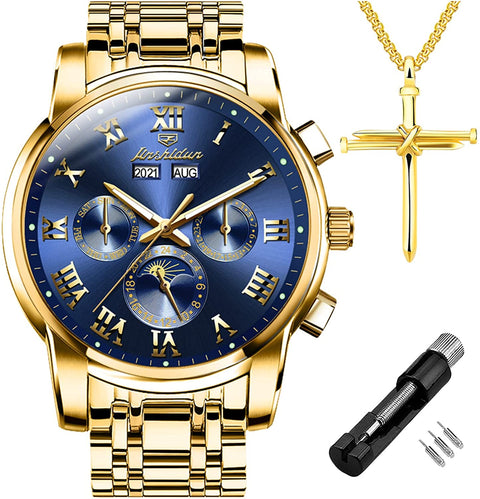 Gold Men's Luxury Mechanical Watch Set