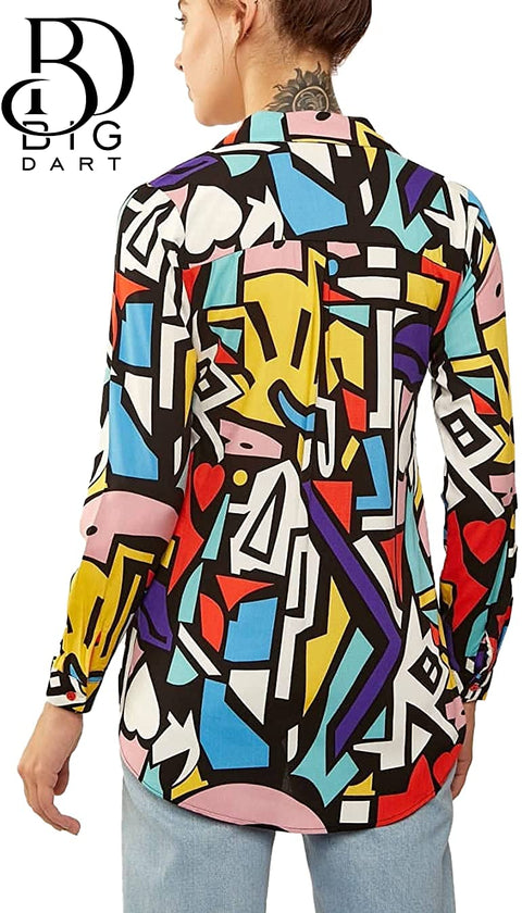 Blouses for Women Fashion, Casual Long Sleeve Button Down Shirts Tops, XS-3XL