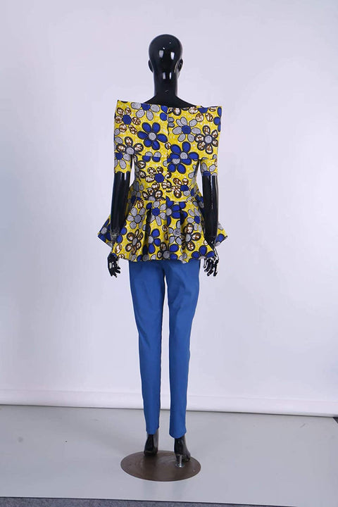 Off Shoulder Women's Dashiki African Print Tops Shirt Ruffles Sexy Party Clothes