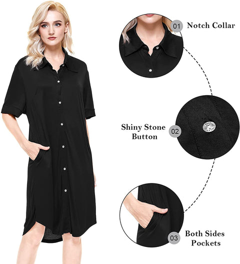 Womens Pajama Sets Soft Loungewear Set Short Sleeve Button Sleepwear Two-Piece Pj Sets Nightwear Pajamas for Women