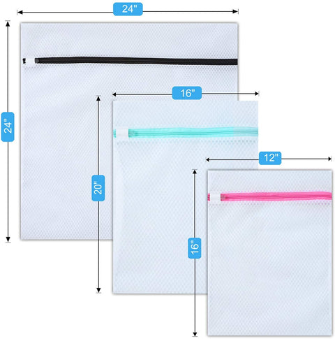 BAGAIL Set of 3 Honeycomb Mesh Laundry Bags for Blouse,Hosiery,Stocking,Underwear, Lingerie with Zipper Lock,Premium Laundry Bags for Travel Storage Organization(3 Set)