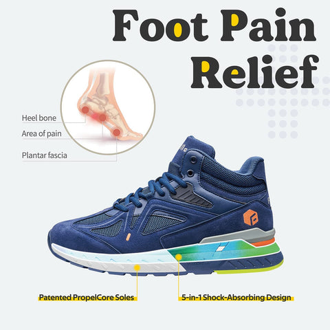 FitVille Men's Wide Sneakers High-top Basketball Shoes Supportive Walking Shoes with Extra Wide Toe Box for Flat Feet