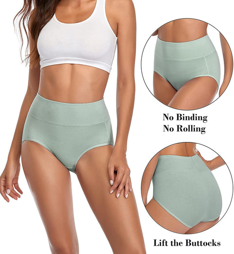 Womens Cotton Underwear,High Waisted Underpants Full Coverage Briefs Soft Stretch No Muffin Top Ladies Panties