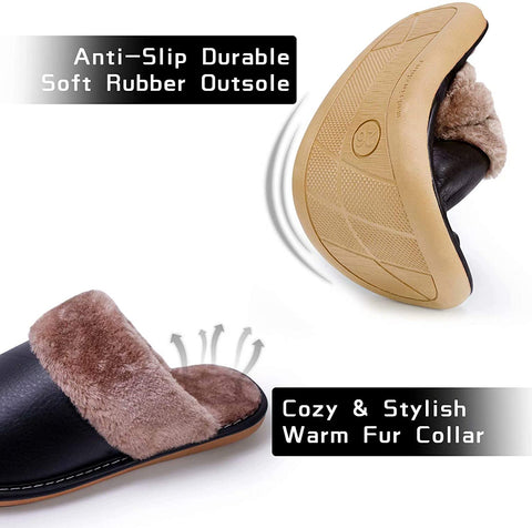 konhill Women's Memory Foam Slippers - Indoor Outdoor Comfy Warm Plush House Bedroom Non Slip Shoes