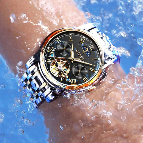 Mens Automatic Mechanical Tourbillon Wrist Watch