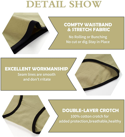 Women's Cotton Underwear High Waisted Ladies No Muffin Top Full Coverage Briefs Stretch Panties for Fall Winter
