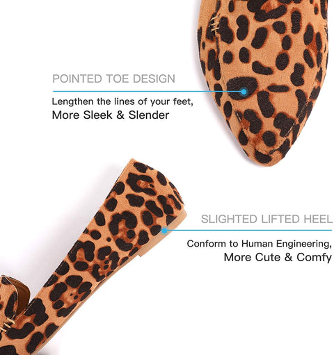 MUSSHOE Womens Flats Pointy Toe Ballet Flats Lightweight Slip On Ballet Shoes for Women,Leopard 10