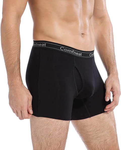 Men's 3 or 5-Pack Boxer Briefs Bamboo Rayon Ultra Soft Comfy Underwear with Fly
