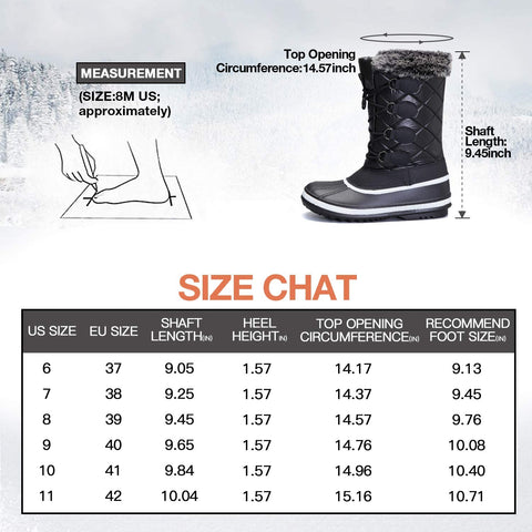 mysoft Women's Waterproof Winter Boots, Warm Insulated Snow Boots for Outdoor