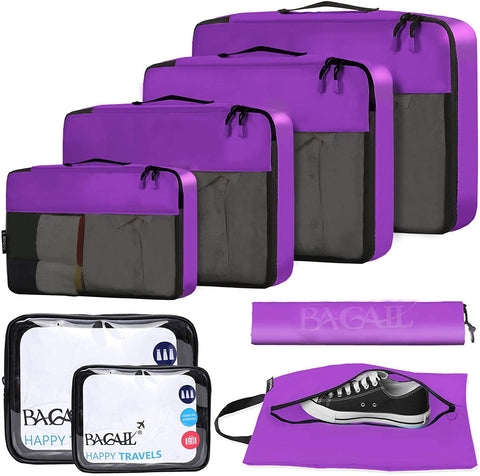 BAGAIL 8 Set Packing Cubes+3 Ultra-light Water-resistant Zipper Pouch