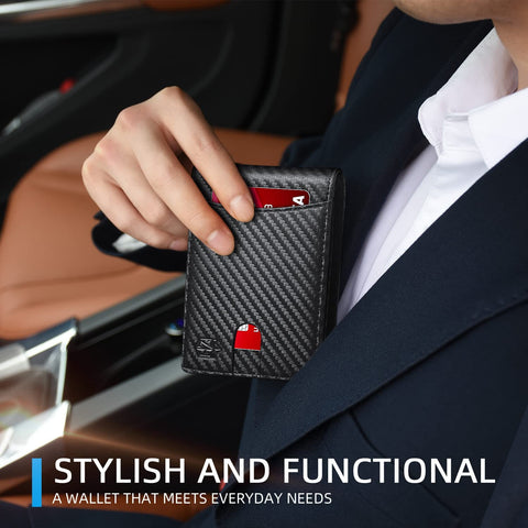 Zitahli Slim RFID Wallet for Men with Bill Pocket, Bifold Mens Wallet Front Pocket Wallet Leather Minimalist Credit Card Holder for Men with Gift Box and ID Window