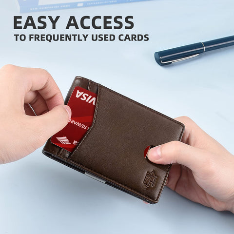 Zitahli Mens Slim Wallet Larger Capacity with 12 Slots RFID Blocking Minimalist Bifold Front Pocket Wallet for Men with ID Window Gift Box