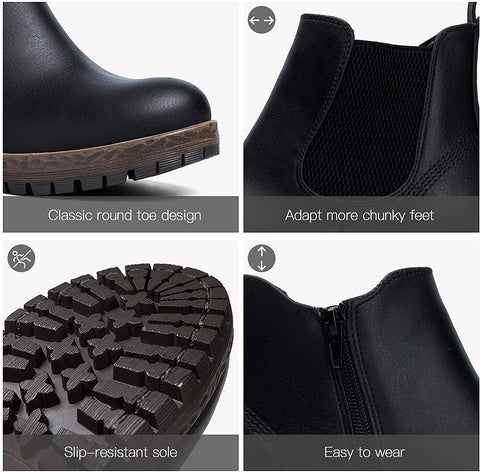 mysoft Women's Fashion Chelsea Boots Chunky Heel Ankle Booties