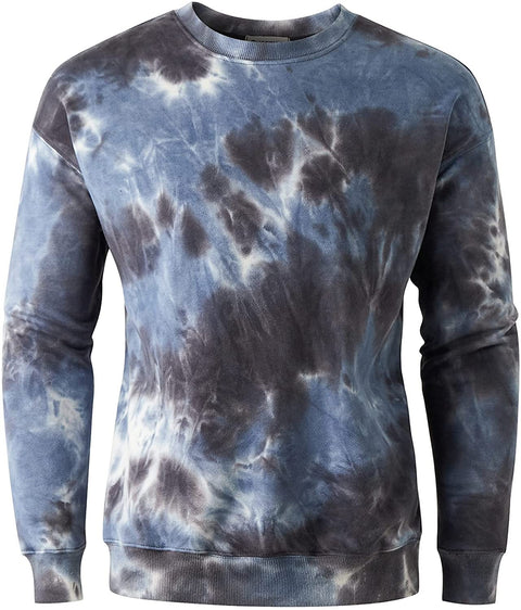KLIEGOU Men's Fashion Crew Neck Tie Dye Sweatshirt