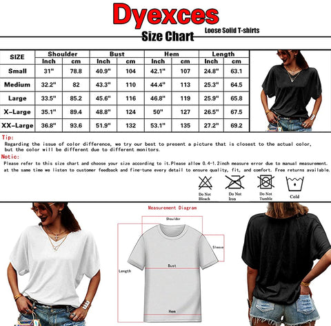 Womens V Neck Tops Short Sleeve Shirts Casual Loose Bat Sleeve T-Shirts Solid Basic Tunic Tops