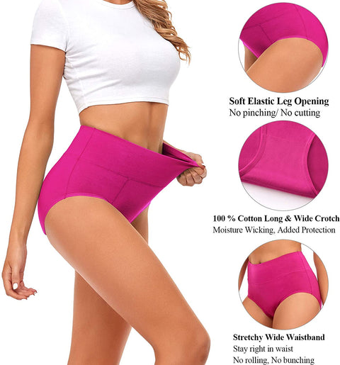 Women's Underwear Cotton High Waisted Full Coverage Briefs Breathable Soft Ladies Panties for women Plus Size & Regular Size