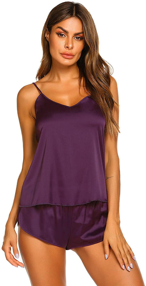 Sexy Women Satin Sleepwear  2 Piece