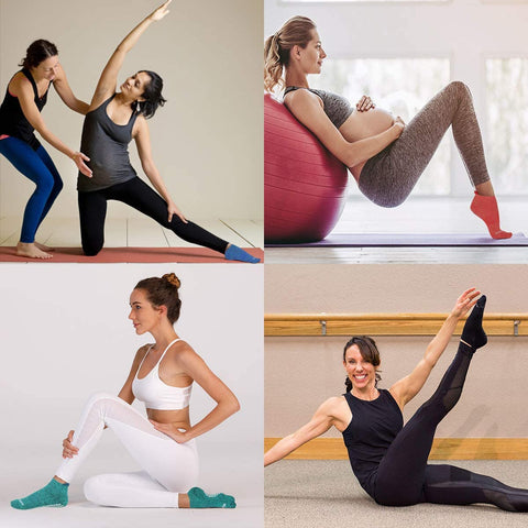 Non Slip Yoga Socks Women 3 Pairs Cushioned Sole Grip Socks for Pilates, Barre