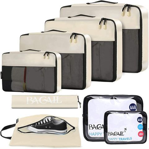 BAGAIL 8 Set Packing Cubes+4 Set Compression Packing Cubes