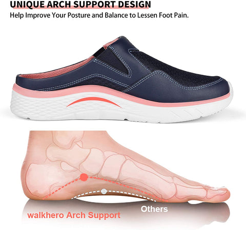 Walking Shoes for Women with Arch Support, Orthopedic Slip On Clog for Ladies, Womens Mule Sneakers, Navy,11