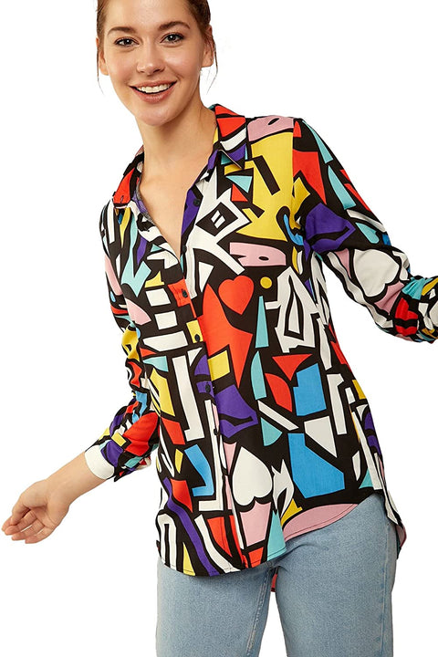 Blouses for Women Fashion, Casual Long Sleeve Button Down Shirts Tops, XS-3XL