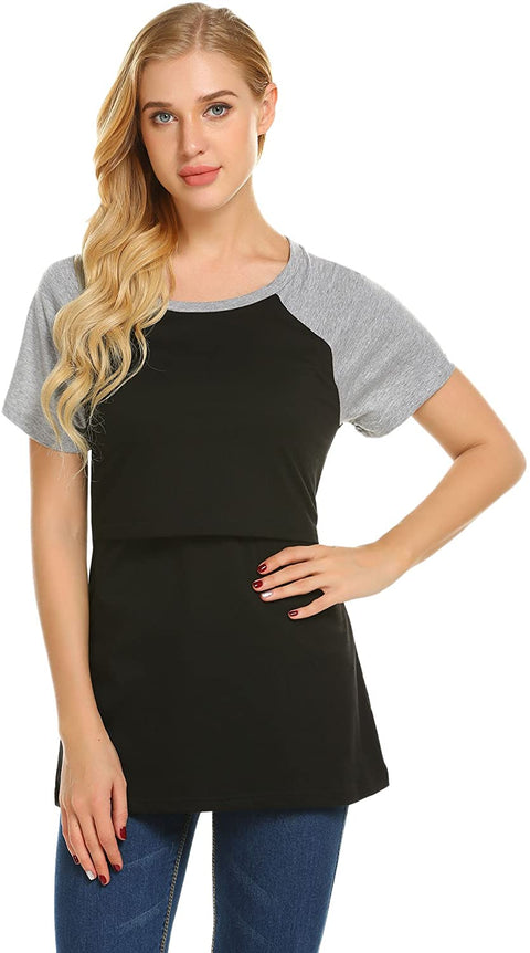 Pregnancy  Layered  Loose  Breastfeeding Tee Shirt