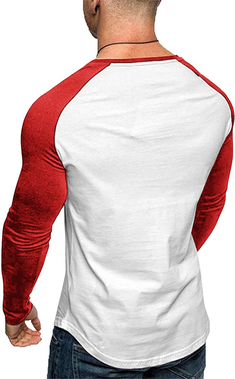 Men's Workout Muscle Tees Long Sleeve Lightweight Hipster Raglan Shirts