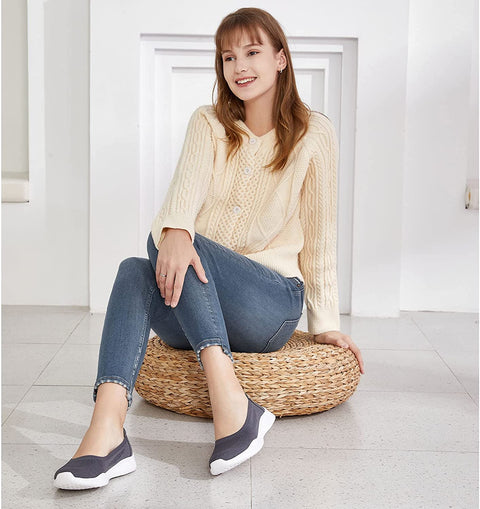 Women Knit Loafers Comfortable Slip on Flats Shoes