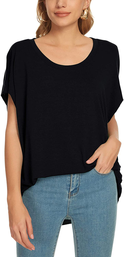 Women's Casual Solid Scoop Neck Summer Tops Sleeveless Loose Oversize Tees