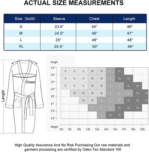 Men's Robe Knit Bamboo Cotton Long Bathrobe Spa Sleepwear Soft Shawl Collar Kimono Robe Big and Tall