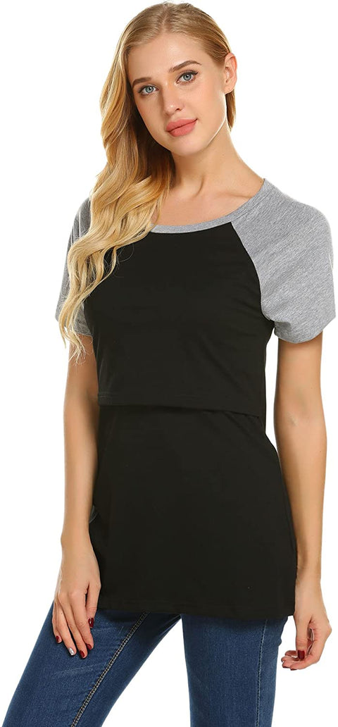 Pregnancy  Layered  Loose  Breastfeeding Tee Shirt