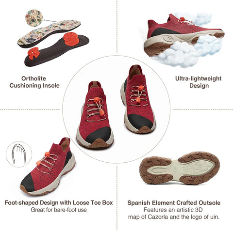 UIN Women's Walking Travel Shoes Slip On Outdoor Non-Slip Lightweight Comfort Hiking Sneaker Cazorla