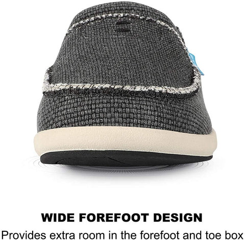 Womens Slippers with Arch Support - Canvas House Slipper for Women with Velvet Lining, Slip On Clog Mule Shoes Indoor Outdoor with Anti-Skid Rubber Sole