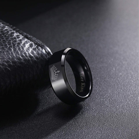 TRUMIUM Her King His Queen Ring Black Tungsten Wedding Bands Width 6mm 8mm Size 6-13 (Price Seperated)