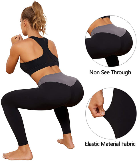 DUKAWA Womens Yoga Pants Leggings High Waist Tummy Control 2 Hidden Waistband Pockets,Nylon Soft Lightweight Moisture Wicking