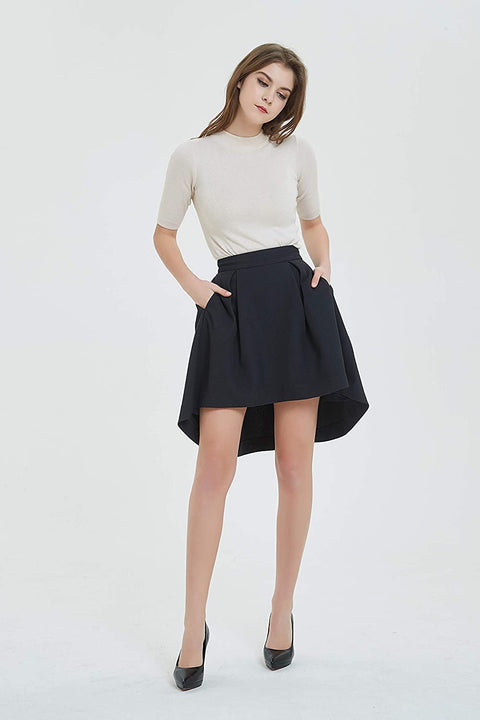 Womens A Line Dovetail Pleated Midi Skirt