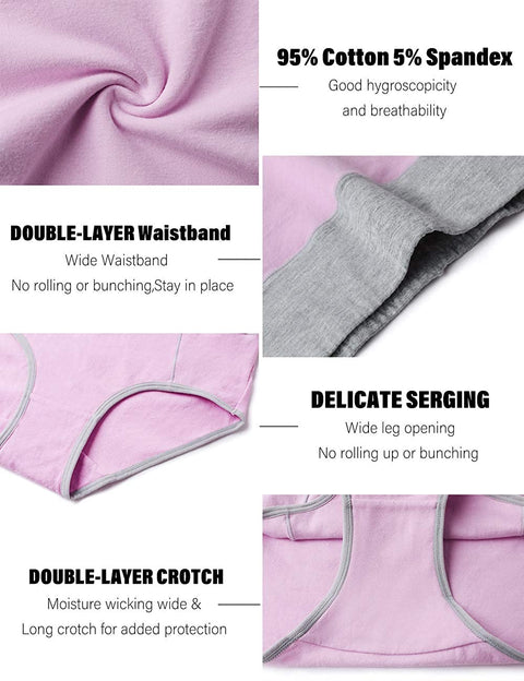 POKARLA Women's High Waisted Cotton Underwear Soft Breathable Panties Stretch Briefs Regular & Plus Size 5-Pack