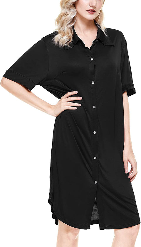 Womens Pajama Sets Soft Loungewear Set Short Sleeve Button Sleepwear Two-Piece Pj Sets Nightwear Pajamas for Women