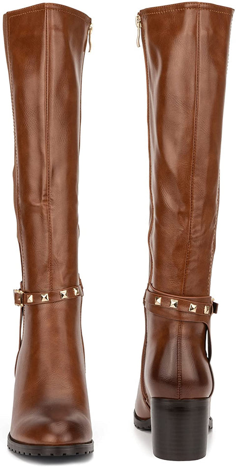 Torgeis Women's Destiny Fashion, Casual Faux Leather, Buckle Zipper Mid-Calf Boot, Round Toe, Rubber Outsole