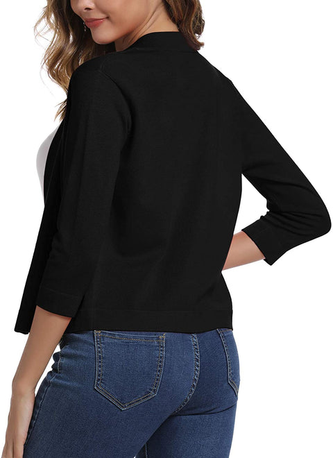 Urban CoCo Women's 3/4 Sleeve Cropped Cardigan Sweater Elegant Shrugs for Women