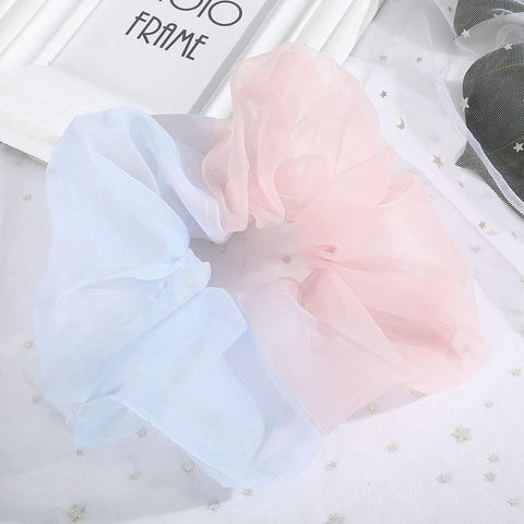 Women Organza Oversized Hair Scrunchies - 6PCS Bobble Elastic Hair Band Hair Bobble Scrunchie Ponytail Holder (Splicing)