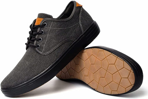 konhill Men's Canvas Fashion Sneakers - Lace-up Casual Flat Walking Skate Shoes