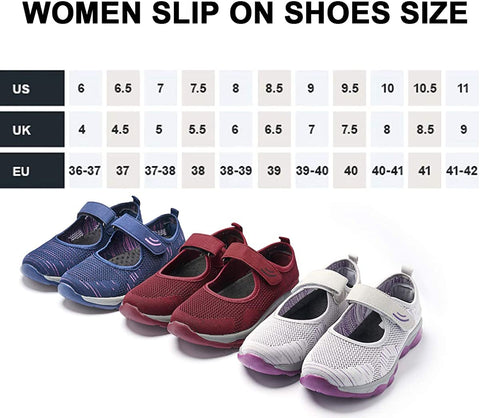 FitVille Slip On Shoes for Women Slipon Walking Shoes Lightweight Breathable Synthetic Fabric Soft Memory Foam Sole for Indoor Outdoor