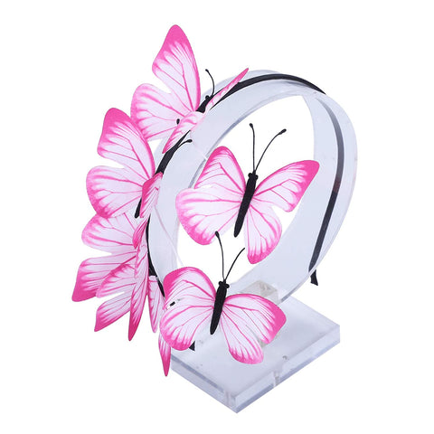 AWAYTR Girl Butterfly Fancy Fairy Headband Boho Chic Cloth Art Costume Party Tiara Crown Prop Hair Band Hoop Headband(Pink-1)