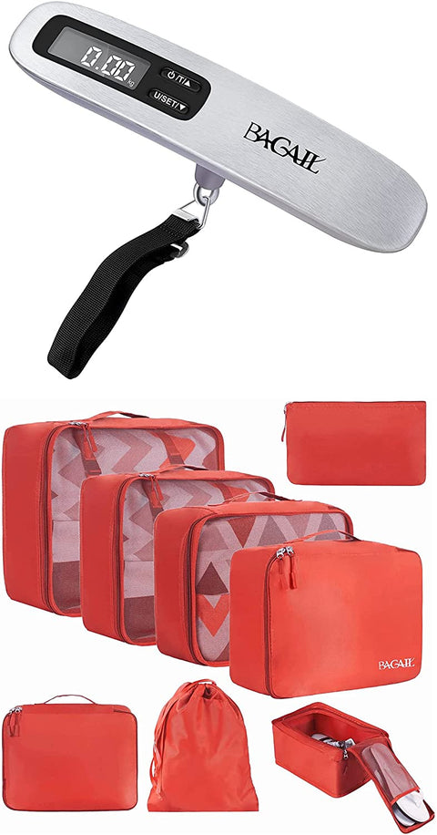 BAGAIL 8 Set Packing Cubes+Digital Luggage Scale