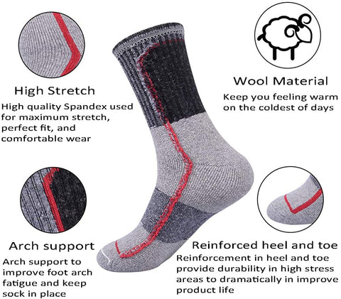JOYNÉE Mens Wool Crew Socks Athletic Warm Cushion for Men 3