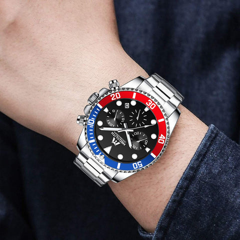 MEGALITH Mens Watches with Stainless Steel Waterproof Analog Quartz Fashion Business Chronograph Watch for Men, Auto Date