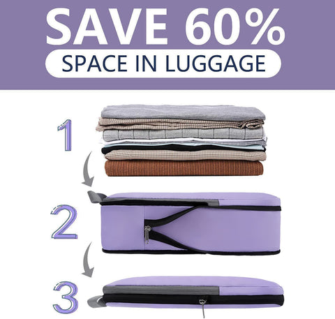 Bagail 4 Set Compression Packing Cubes+3 Water-resistant Airtight Zipper Pouch