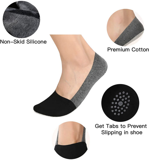 Mens No Show Socks Non-Slip Grips Casual Low Cut Boat Sock 6 Pack
