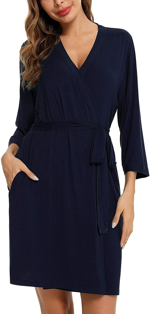 Robe for Women Kimono Robes Soft Bamboo Sleepwear Short Knit Bathrobe Ladies Loungewear S-XXL